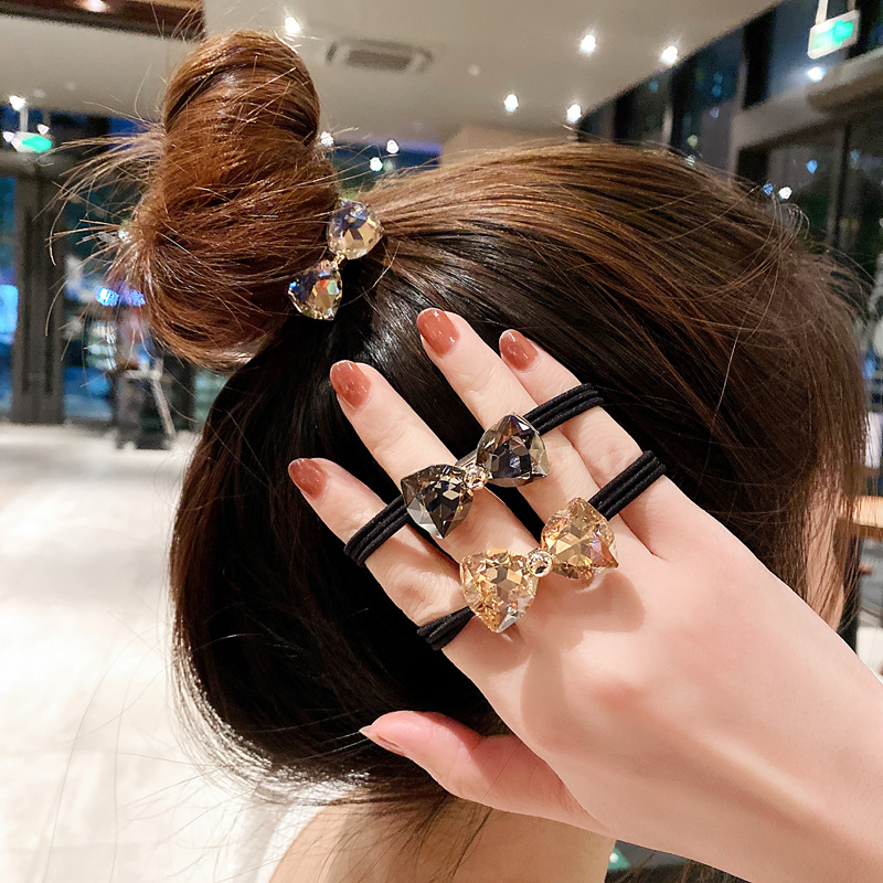Rhinestone Bow Hair Ropes Set  - Ribbon Bow Gift 评论和价格