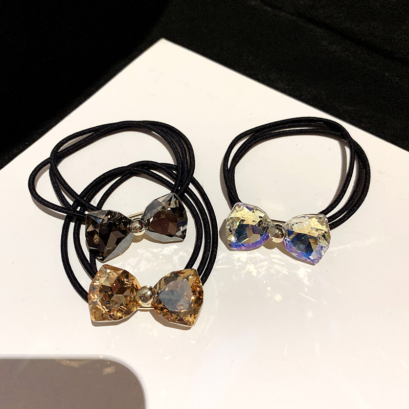 Rhinestone Bow Hair Ropes Set  - Ribbon Bow Gift 评论和价格