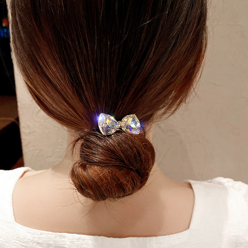 Rhinestone Bow Hair Ropes Set  - Ribbon Bow Gift 评论和价格