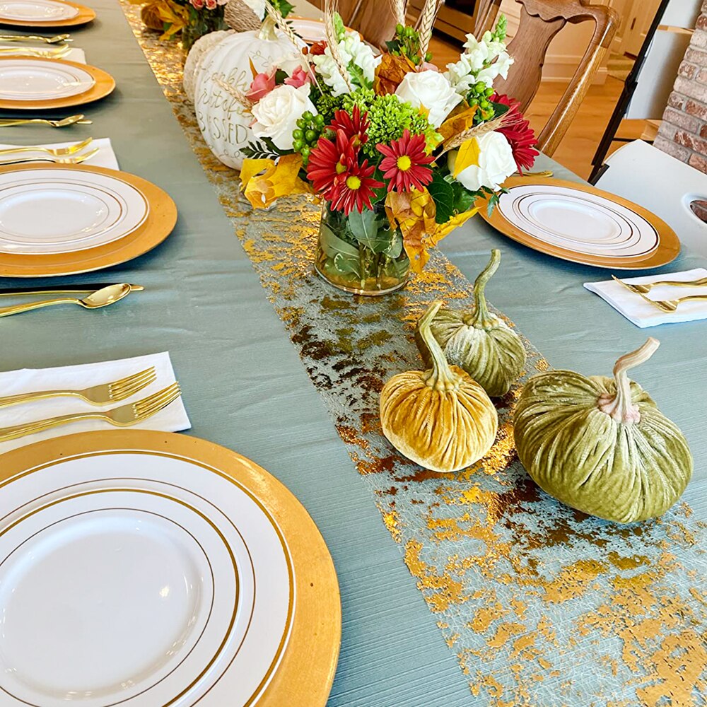 Sparkle Metallic Gold Thin Tab - Christmas Table Runner 评论和价格