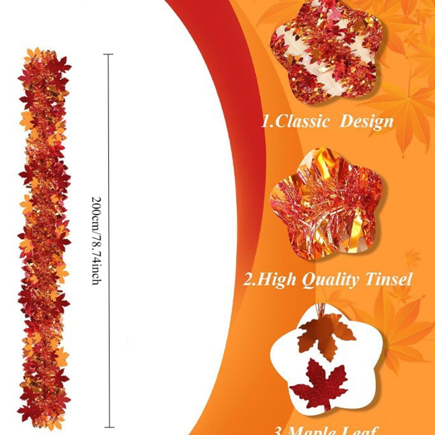 Thanksgiving Fall Tinsel Garla - Tinsel Garland Decoration 评论和价格