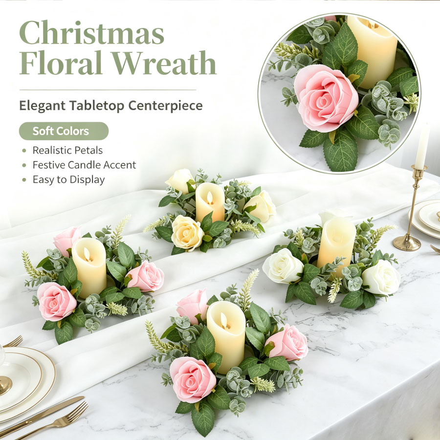 Artificial Rose Wreath Shaped  - Christmas Wreath Fake 评论和价格